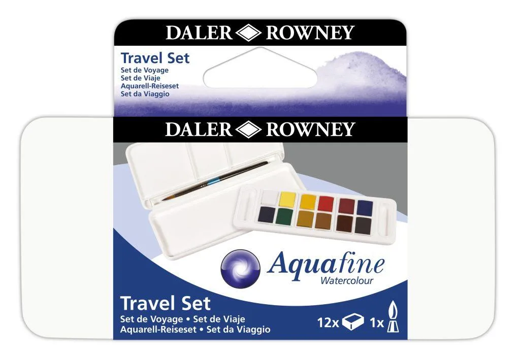 Daler Rowney Aquafine Watercolour 12 Half Pan Travel Tin - Image 2