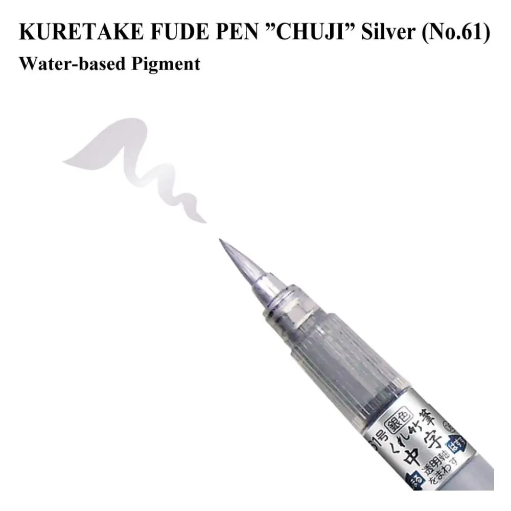 Kuretake Zig Brush Pen No 61 Silver - Image 2