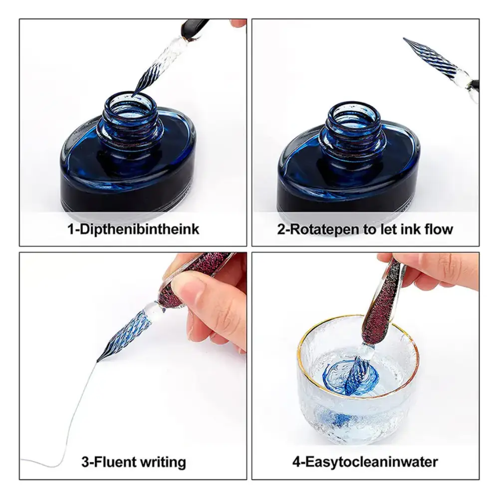 Milini Glass Dip Pen & Holder Set - Image 3
