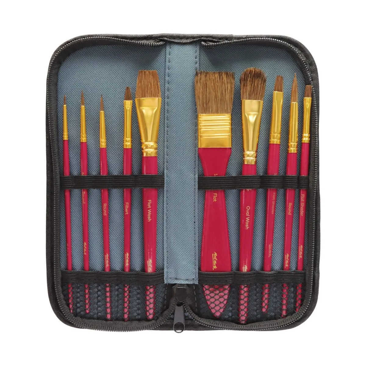 Mont Marte Mixed Bristle Brush Set Wallet 11pce - Watercolour - Image 2