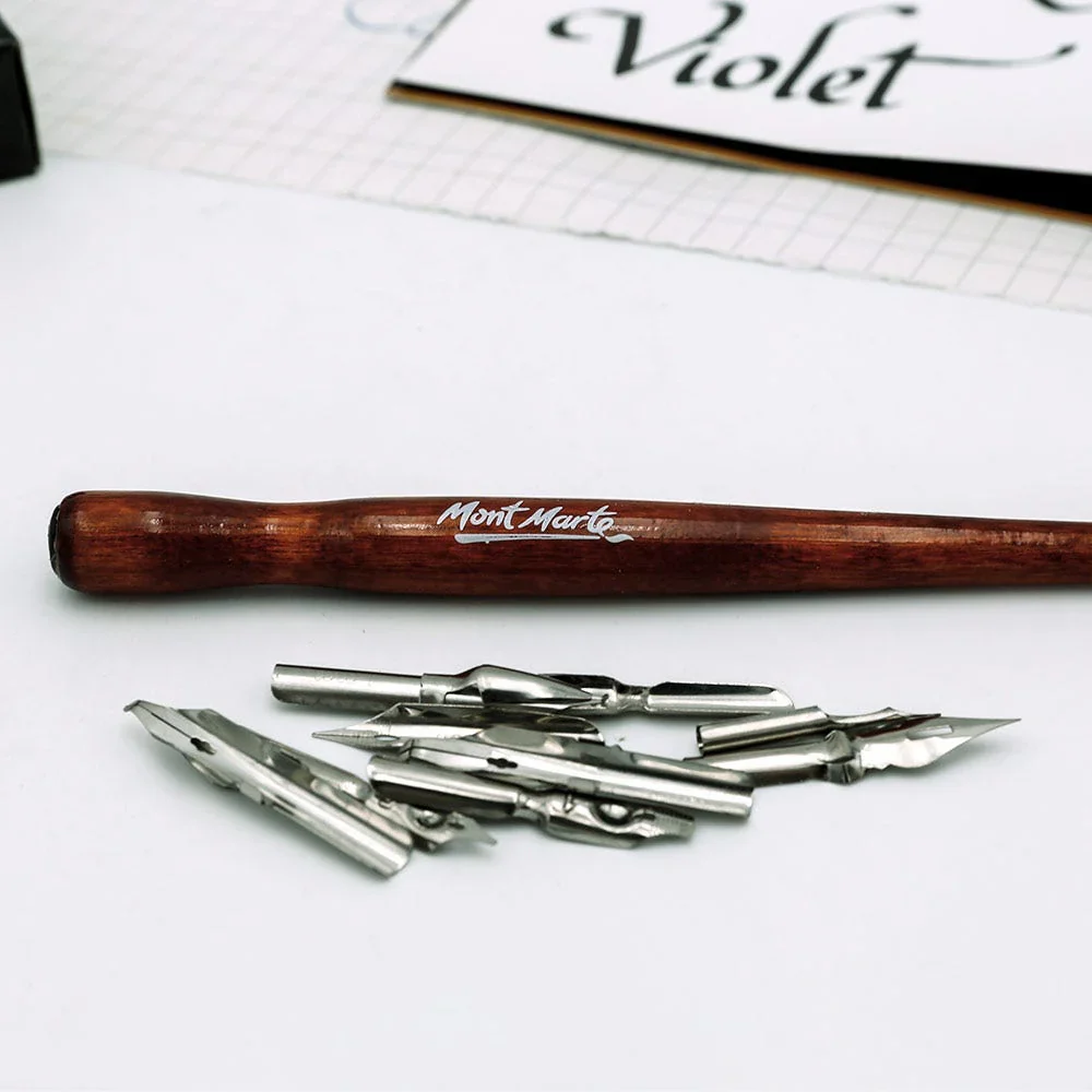 Mont Marte Signature Calligraphy Dip Pen Set - 9 Nib - Image 4