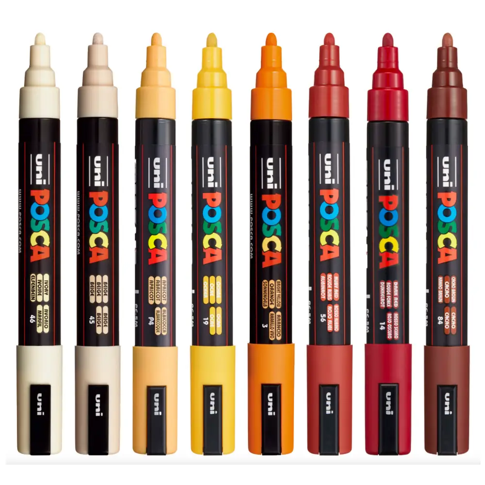 Uni Posca Paint Pen PC-5M 8 Warm Set - Image 2