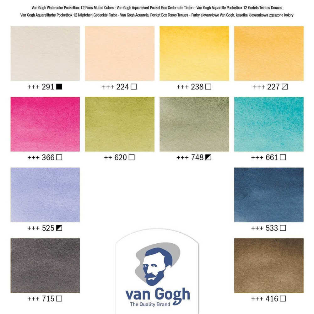 Van Gogh Watercolour Muted Colours Set of 12 Half Pans - Image 3