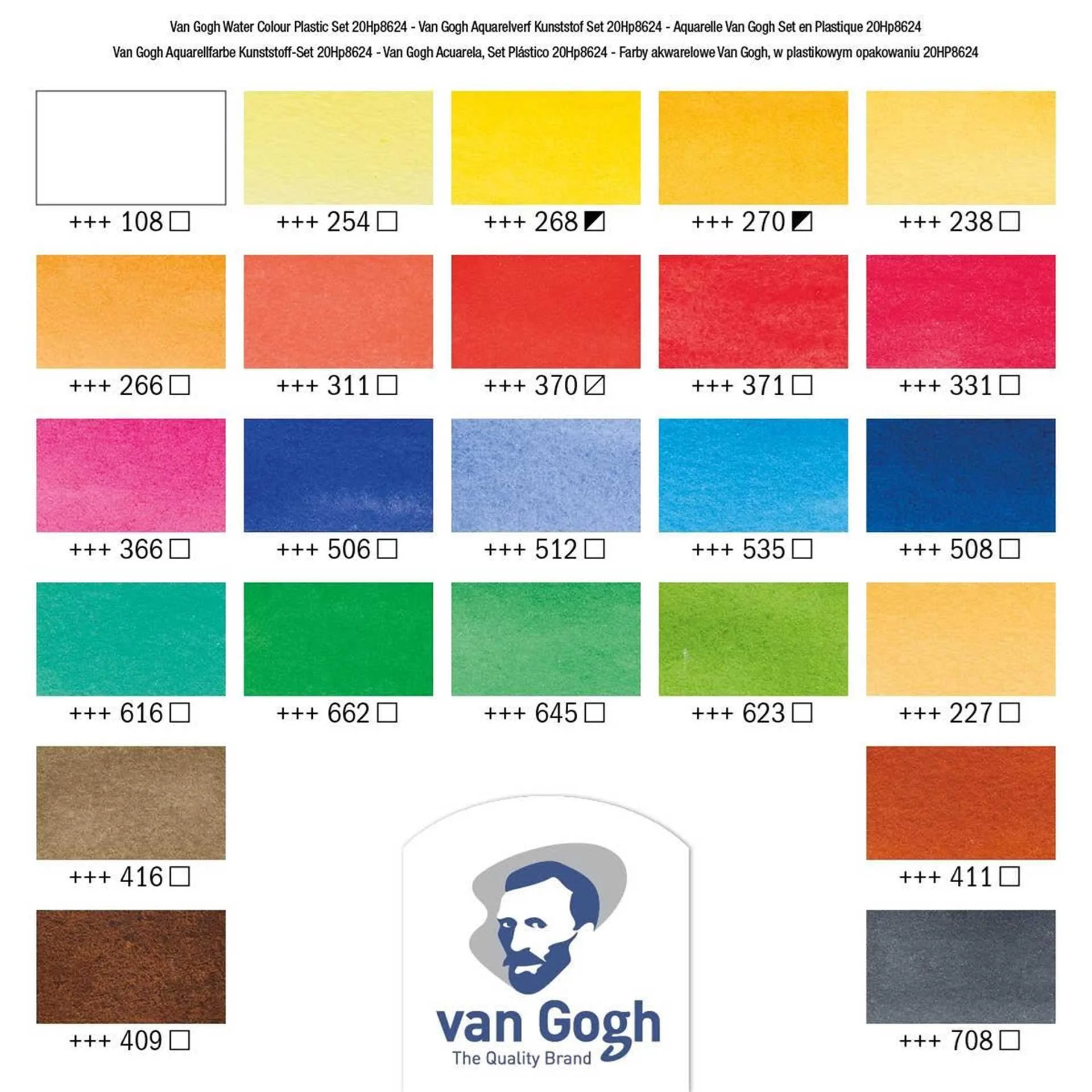 Van Gogh Watercolour Set of 24 Pans Plastic Palette - Image 3