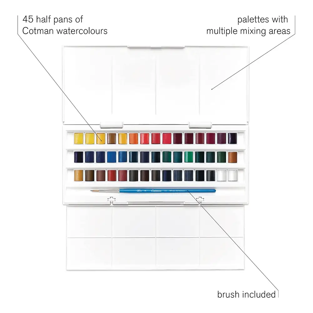 Winsor & Newton Cotman Half Pan Studio Set 45 Piece - Image 3